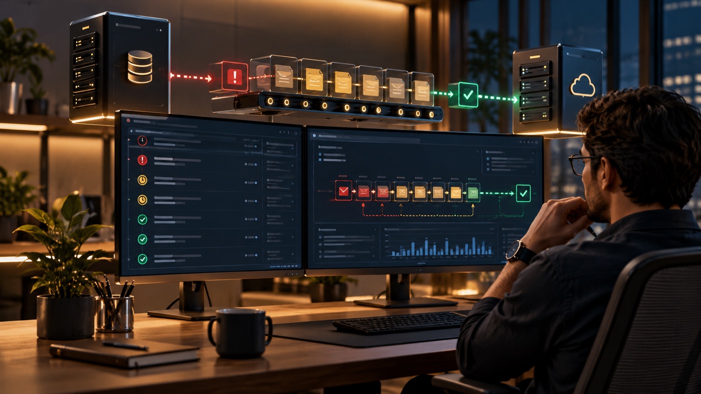 Fluxo de monitoramento entre sistemas e serviços conectados
